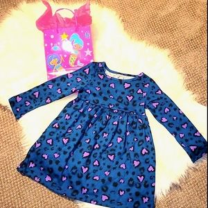 NWOT 💜 Long Sleeve Heart Print Dress Size 3T
